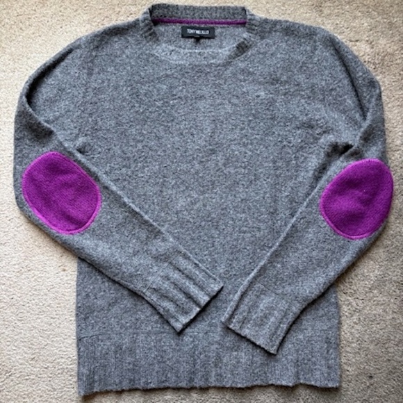 TONY MELILLO Mohair/ Merino Wool Sweater w/ Contrasting Elbow Patches NWOT/sz S - Picture 1 of 16
